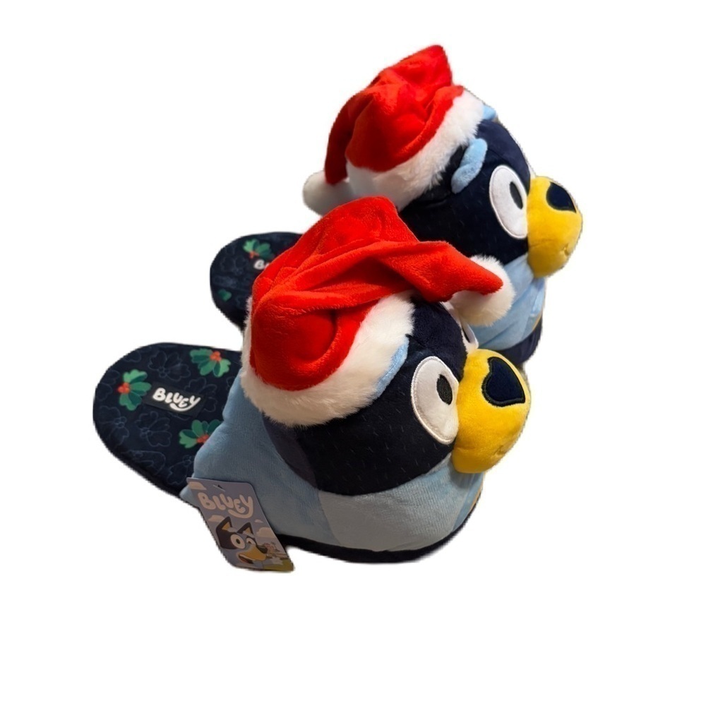 Bluey Adult 3D Plush Slippers NEW Sz 7/8 Christmas Santa Hat Dog